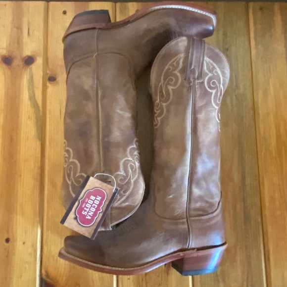 NWT Nocona Boots Genuine Leather Cowgirl Boots Rendezvous Tan - Picture 6 of 12